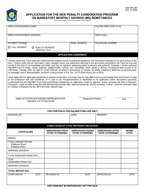 hqp-pff-397|Application For Penalty Condonation: (For Financially  .